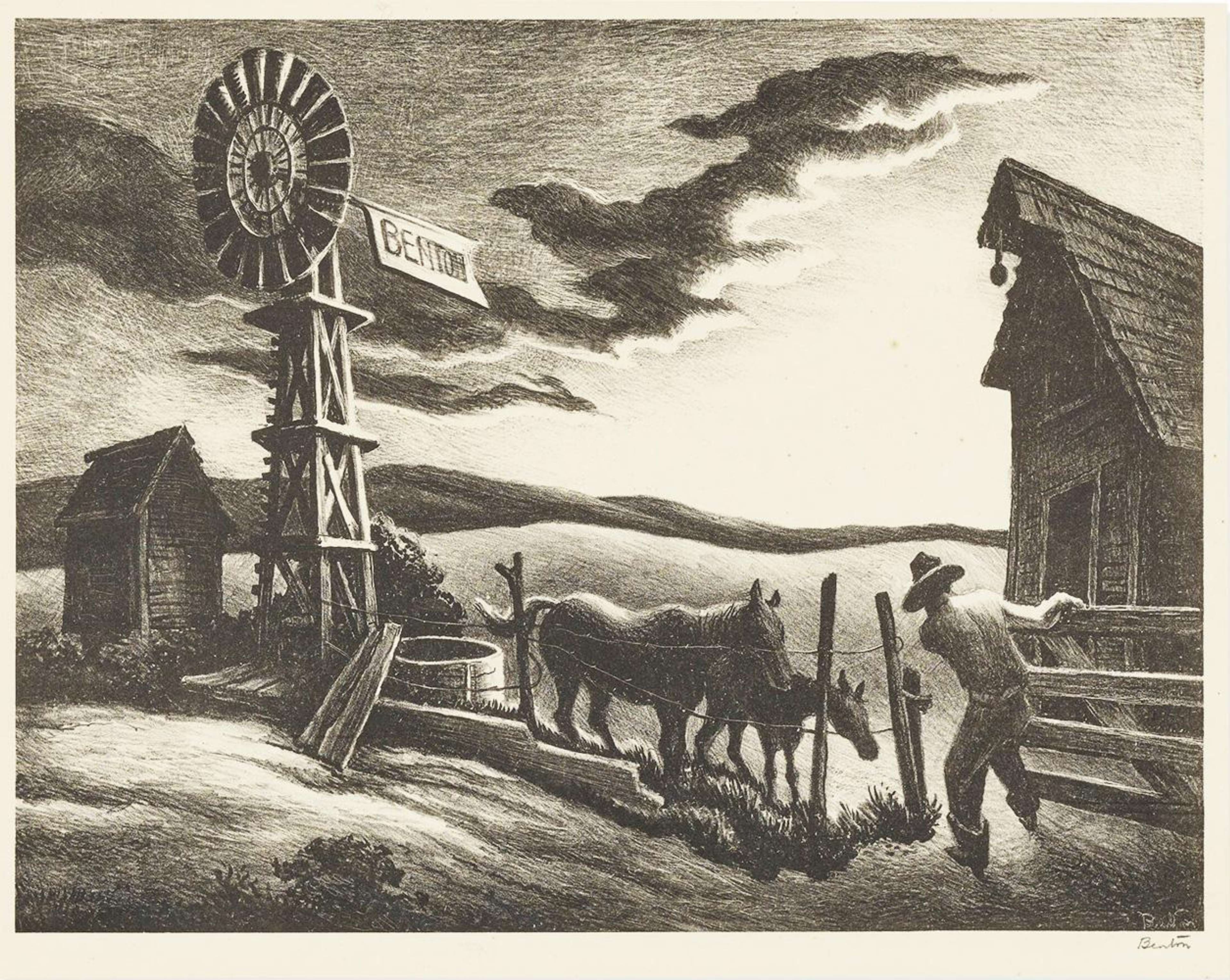 Arkansas Evening - Signed Print by Thomas Hart Benton 1941 - MyArtBroker