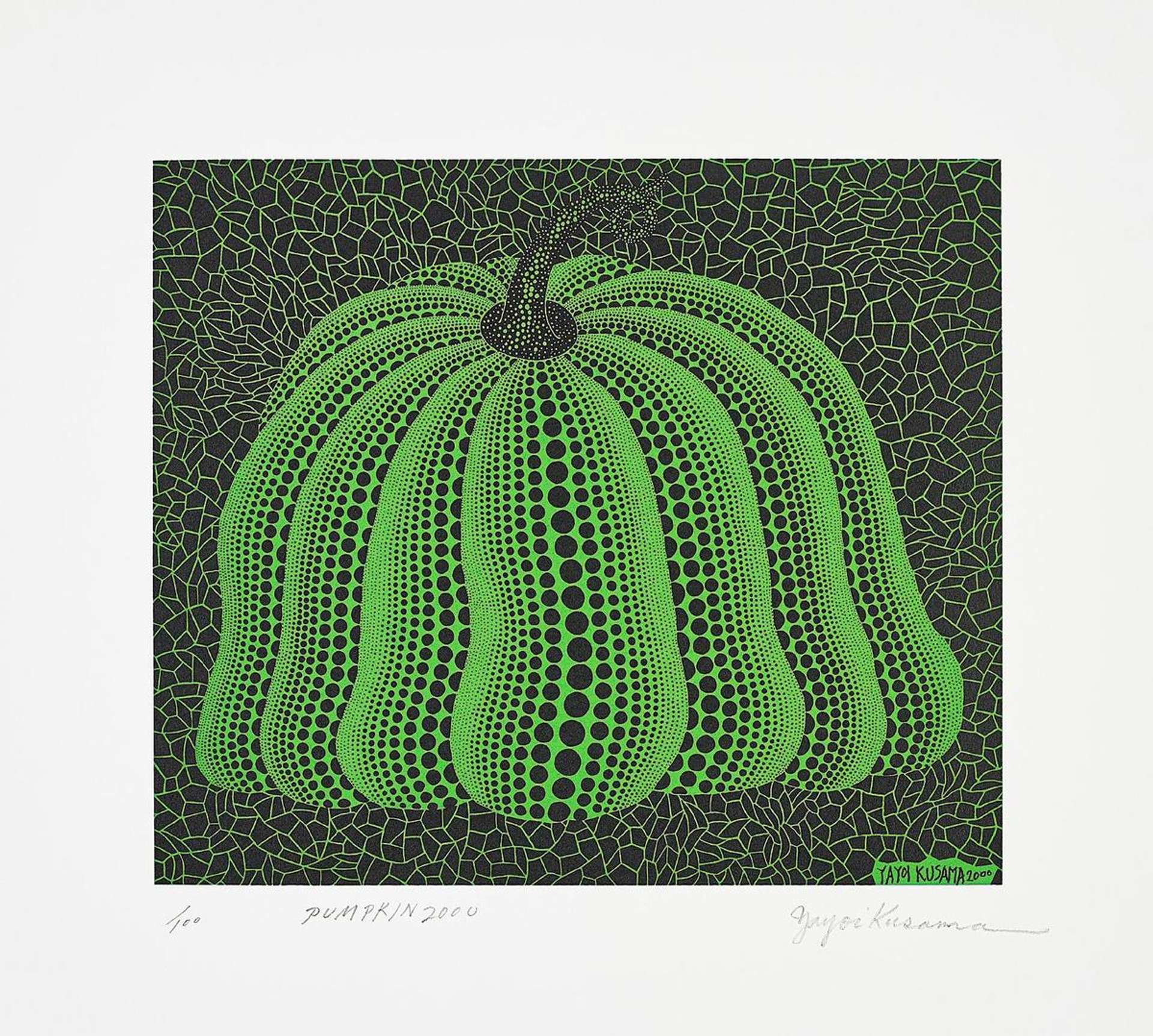 Pumpkin 2000 (green) - Signed Print by Yayoi Kusama 2000 - MyArtBroker