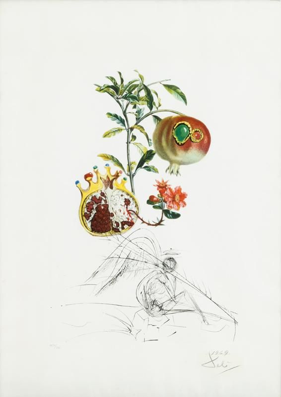Salvador Dali Grenade Et L'Ange (Flordali, Les Fruits) (Signed
