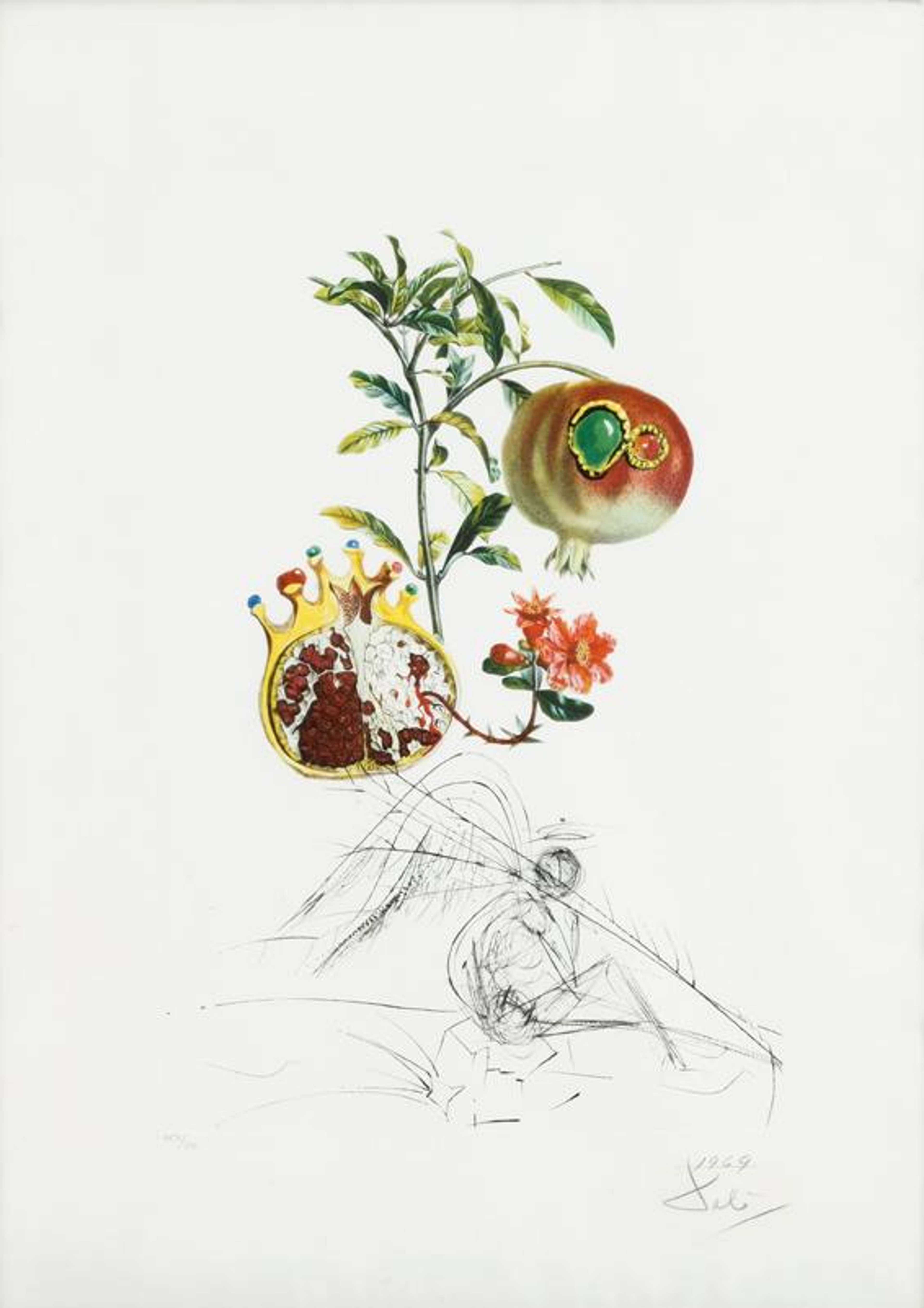 Grenade Et L'Ange (Flordali, Les Fruits) - Signed Print by Salvador Dali 1969 - MyArtBroker