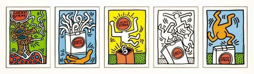 Keith Haring Lucky Strike (complete set) (Signed Print) 1987