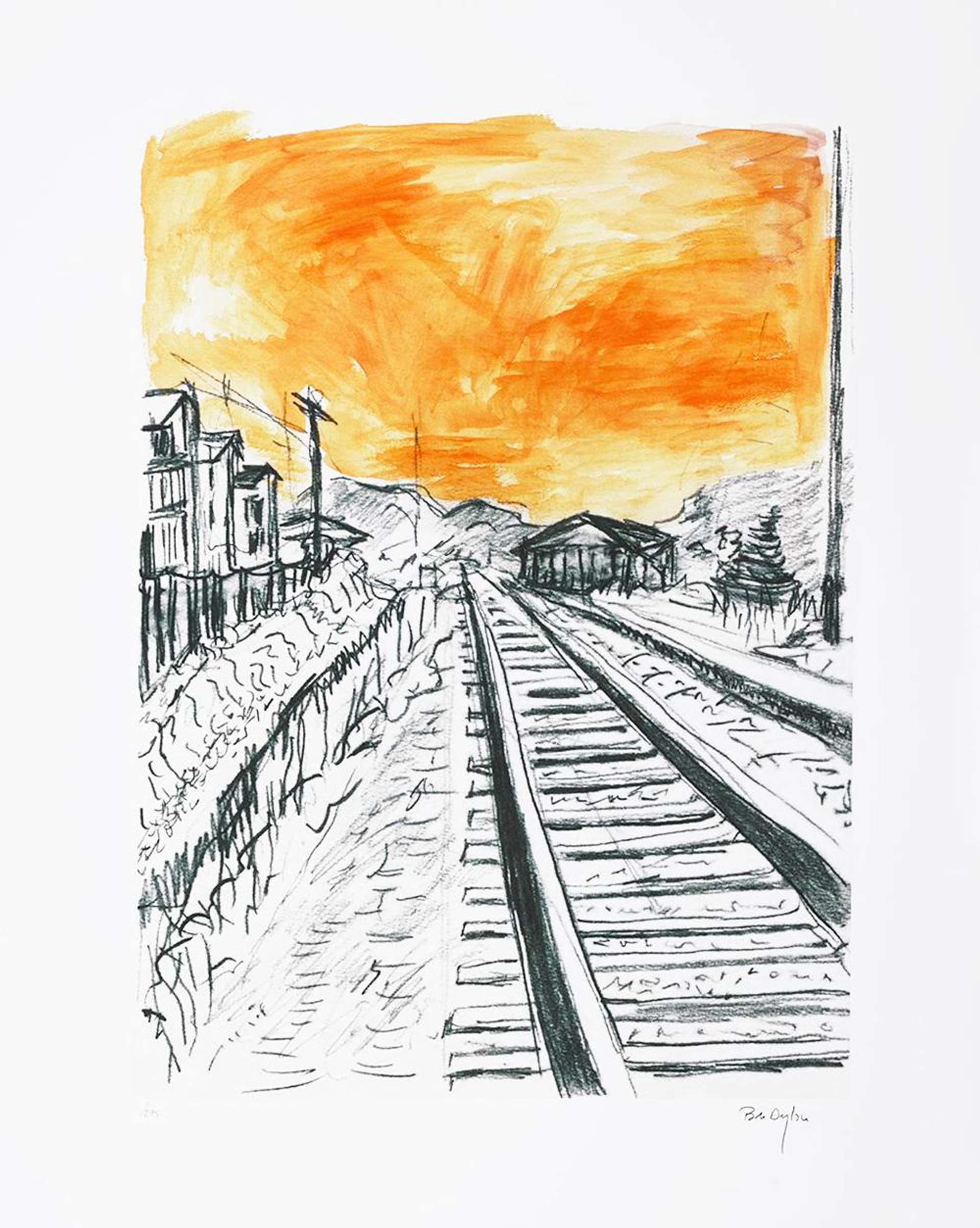 Train Tracks Orange (2008) - Signed Print by Bob Dylan 2008 - MyArtBroker