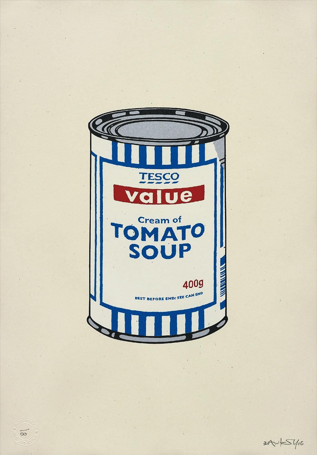 即納最新品BANKSYバンクシー「 Tesco Value Tomato Soup Cans」, 2006 ★バンクシー★POWの作品。本物保証★シートのみ出品★AGYO Gallery提供 石版画、リトグラフ