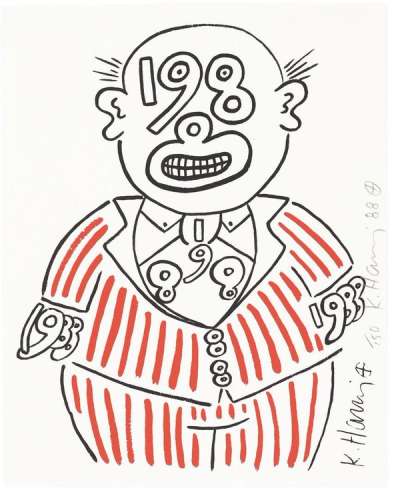Keith Haring: New Years Invitation - Signed Print