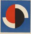 Galerie Bing (Demi Cercles Rouge Et Noir Sur Fond Bleu) - Signed Print