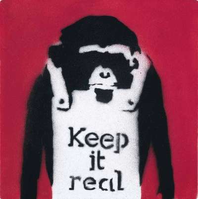 Keep It Real (red) - Unsigned Spray Paint by Banksy 2002 - MyArtBroker