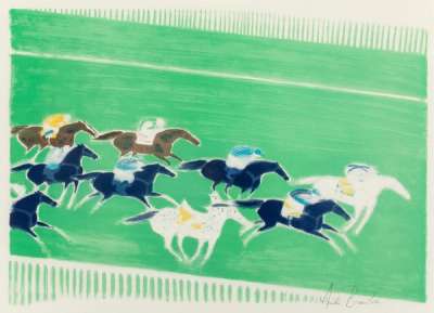 Courses A Longchamp - Signed Print by Andre Brasilier 1982 - MyArtBroker