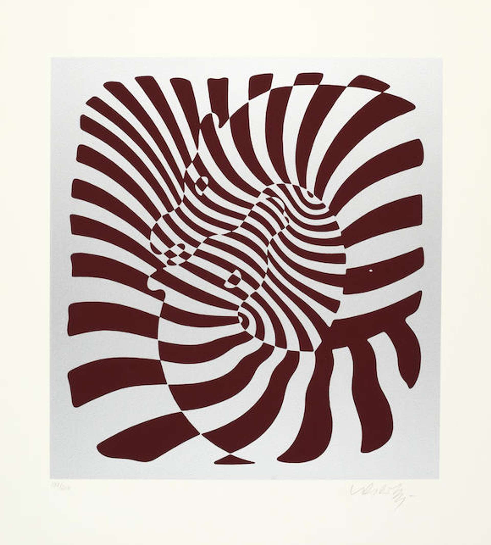 Zebra Couple (Silver) - Signed Print by Victor Vasarely 1987 - MyArtBroker