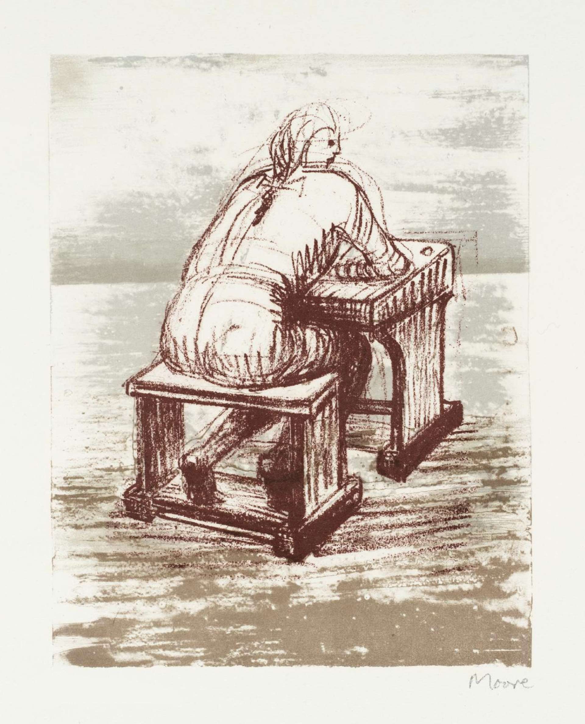 Girl Seated At Desk III - Signed Print by Henry Moore 1974 - MyArtBroker