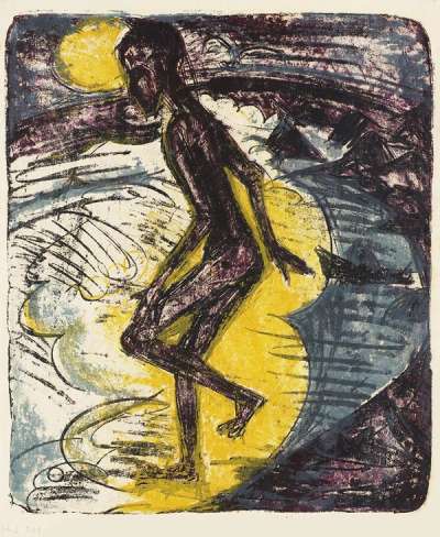 Ins Meer Schreitender (Hans Gewecke) - Signed Print by Ernst Ludwig Kirchner 1913 - MyArtBroker