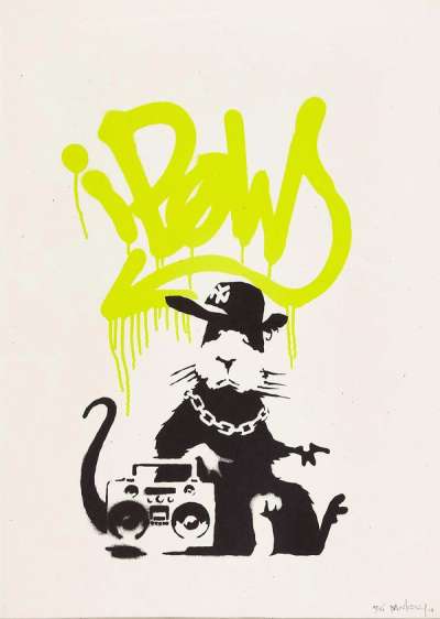 Gangsta Rat (AP lime green) - Signed Print by Banksy 2004 - MyArtBroker