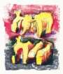 Henry Moore: Two Reclining Figures In Yellow And Red - Signed Print