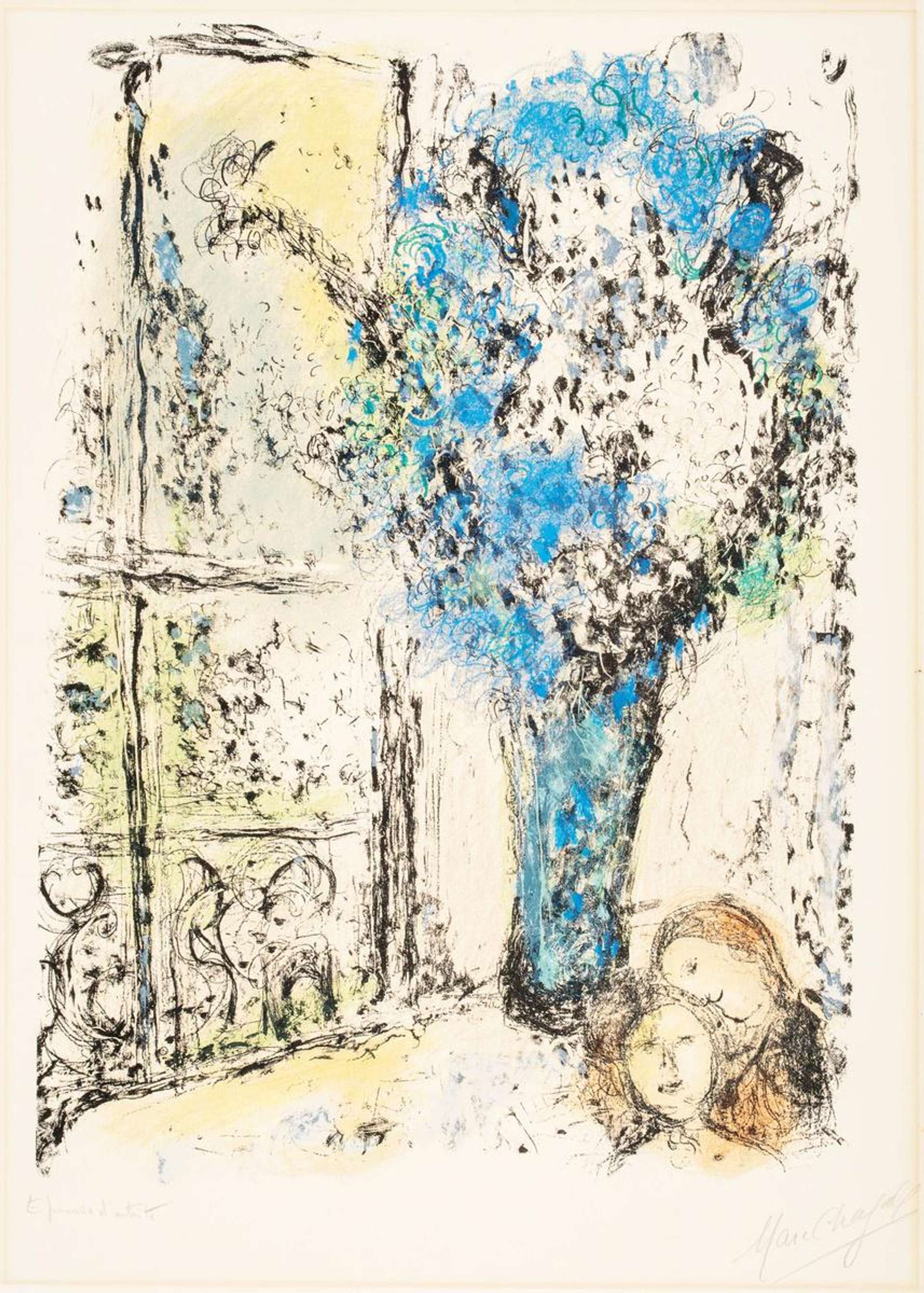 Marc Chagall: Le Bouquet Bleu - Signed Print