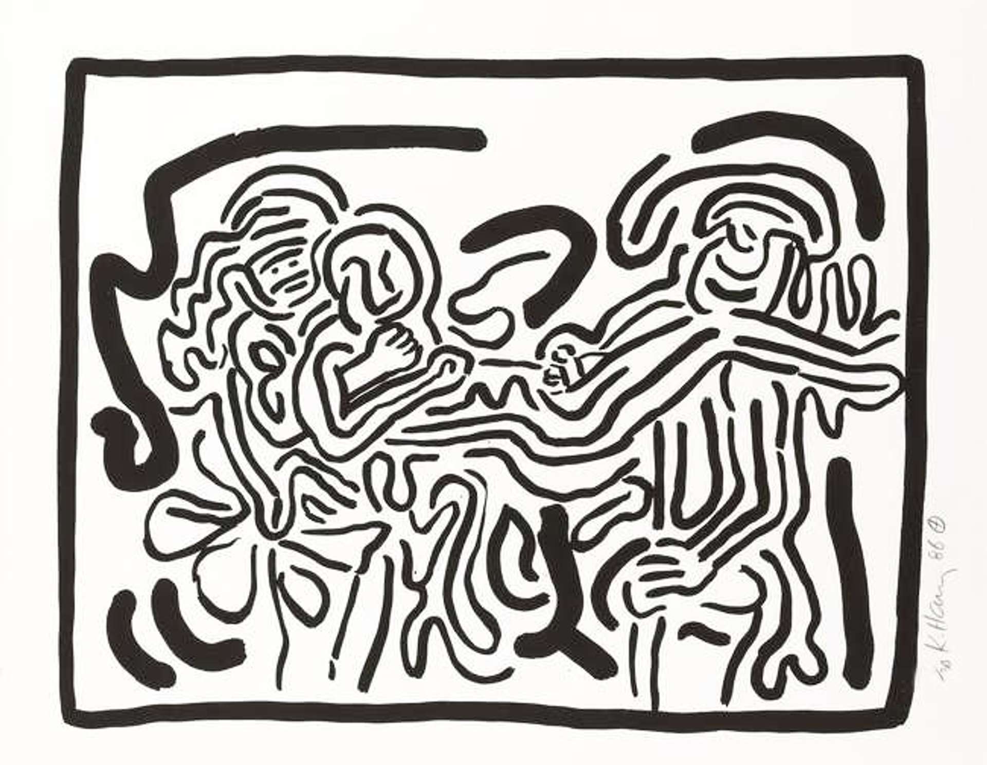Bad Boys 1 - Signed Print by Keith Haring 1986 - MyArtBroker