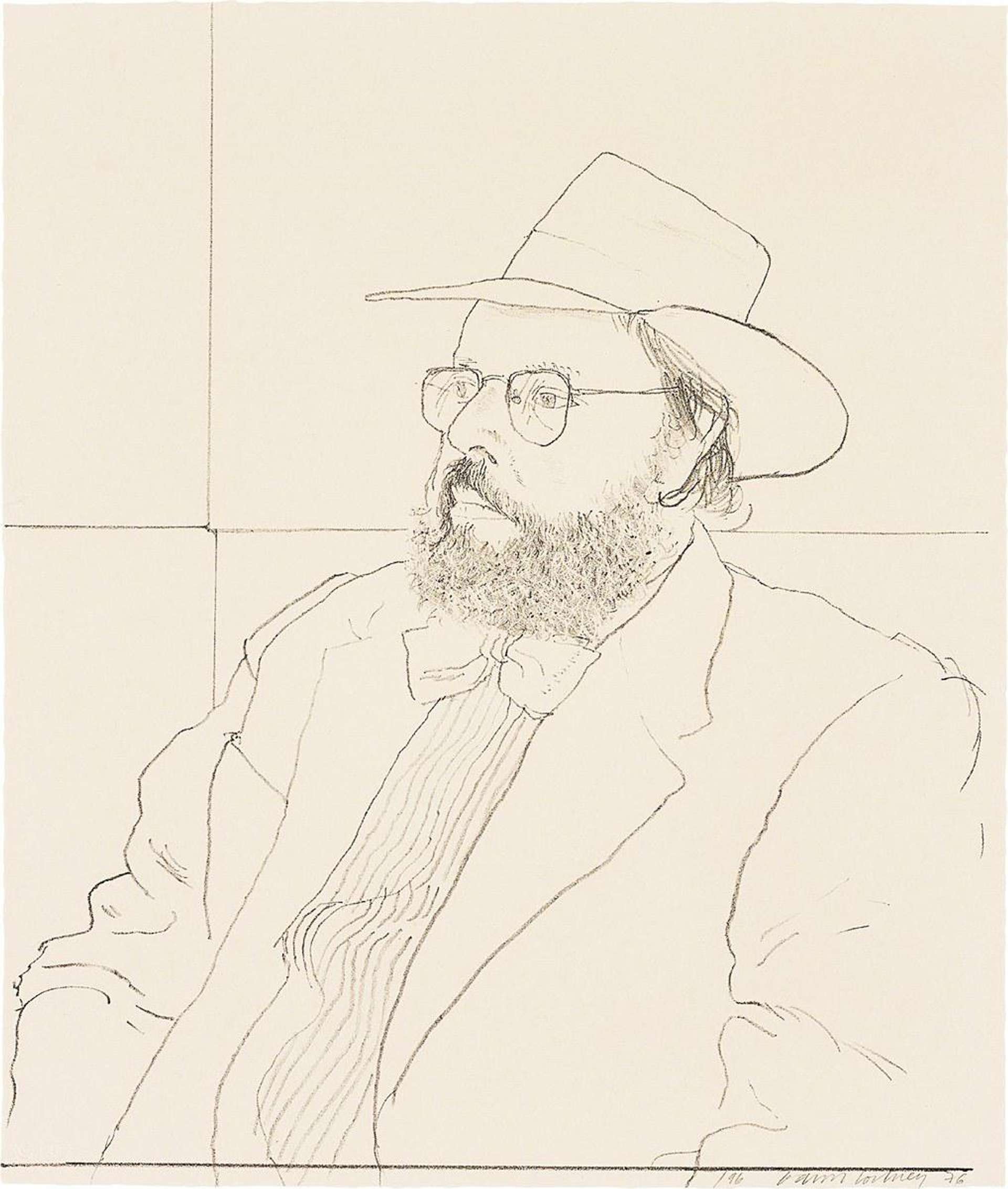 Henry Geldzahler With Hat - Signed Print by David Hockney 1976 - MyArtBroker