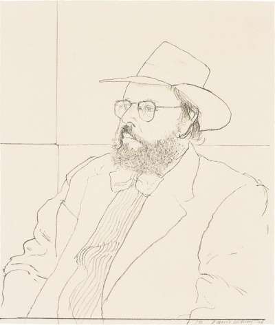 Henry Geldzahler With Hat - Signed Print by David Hockney 1976 - MyArtBroker
