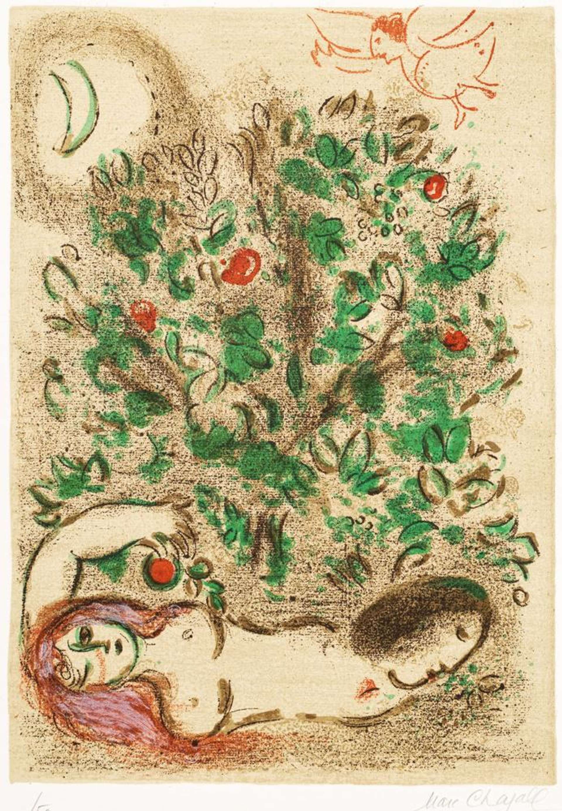 Paradis Feuilles Vertes (Dessins pour la Bible) - Signed Print by Marc Chagall 1960 - MyArtBroker