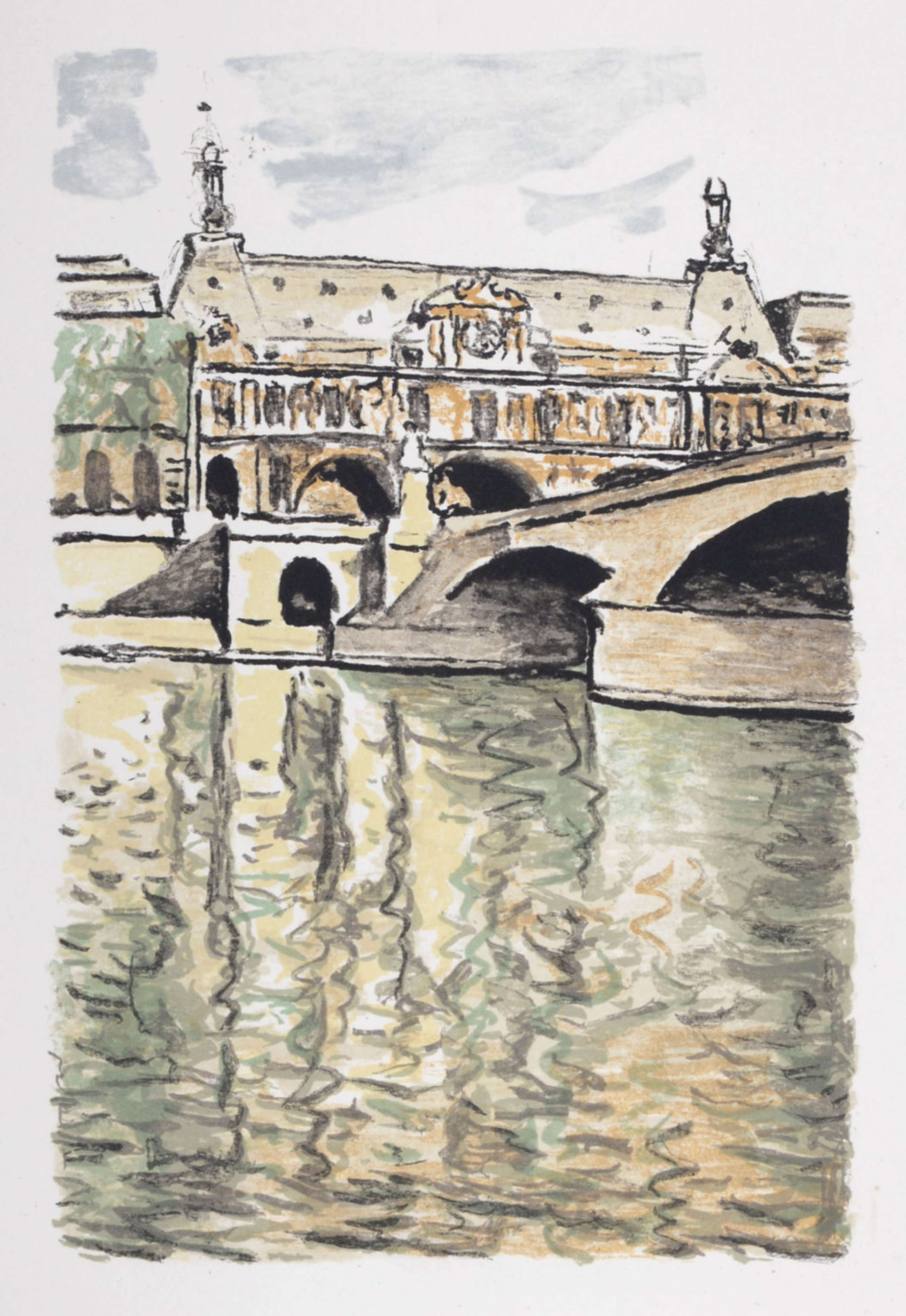 Le Pont Du Carrousel Et Le Louvre - Signed Print by Albert Marquet 1950 - MyArtBroker