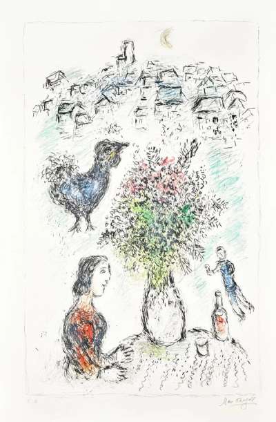 Le Bouquet Rose - Signed Print by Marc Chagall 1980 - MyArtBroker