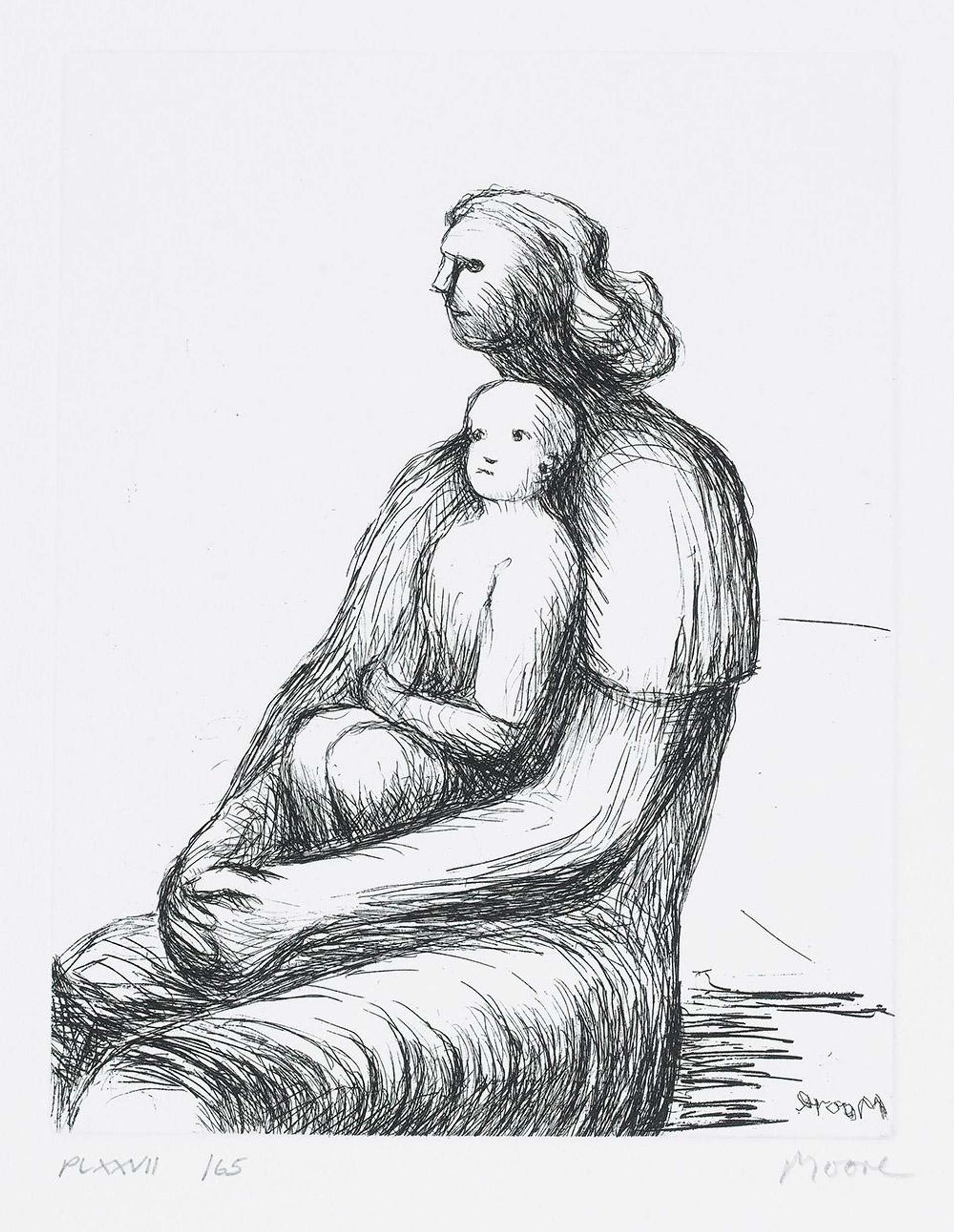 Mother And Child XXVII - Signed Print by Henry Moore 1983 - MyArtBroker