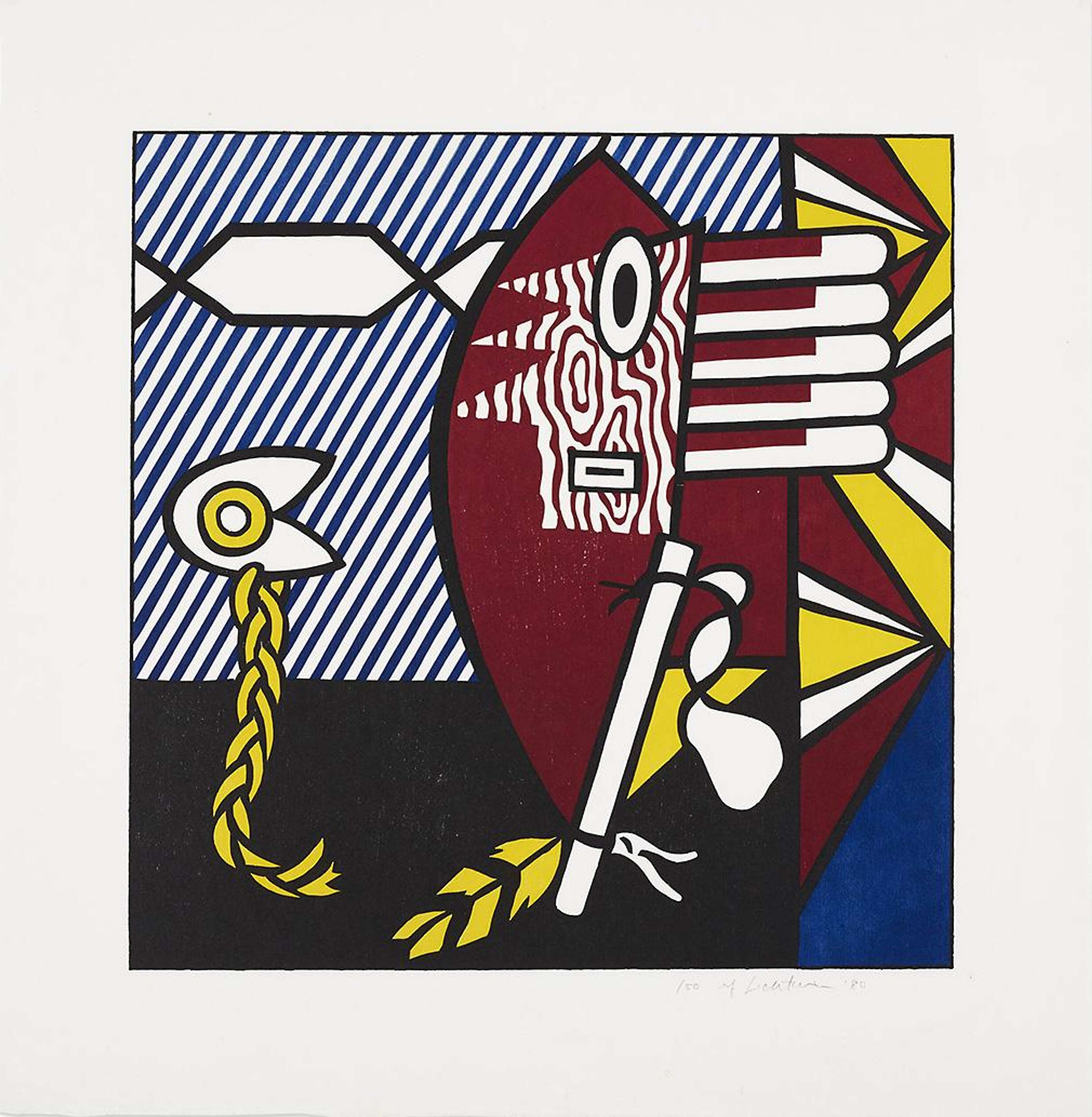 American Indian Theme I - Signed Print by Roy Lichtenstein 1980 - MyArtBroker