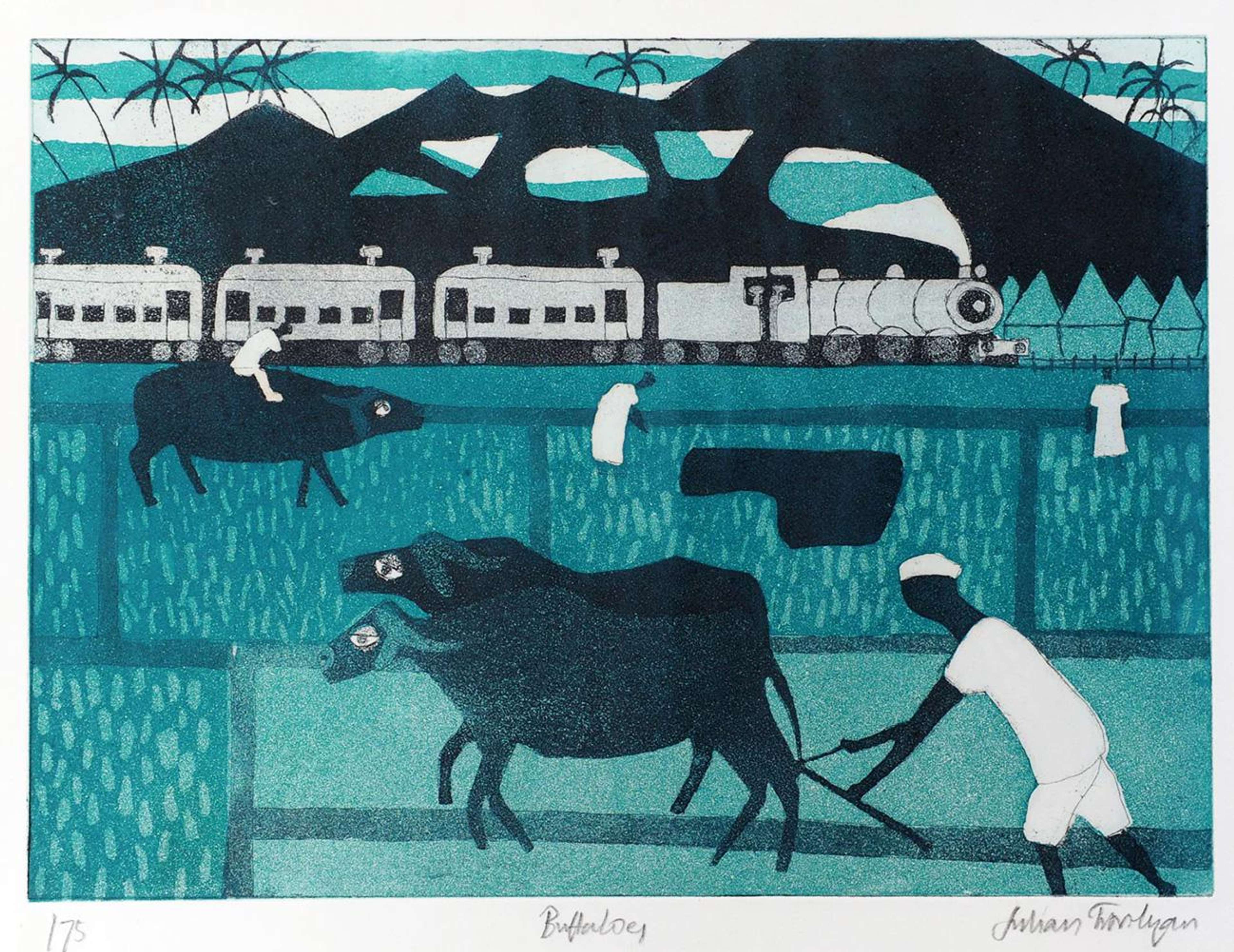 Buffaloes - Signed Print by Julian Trevelyan 1968 - MyArtBroker