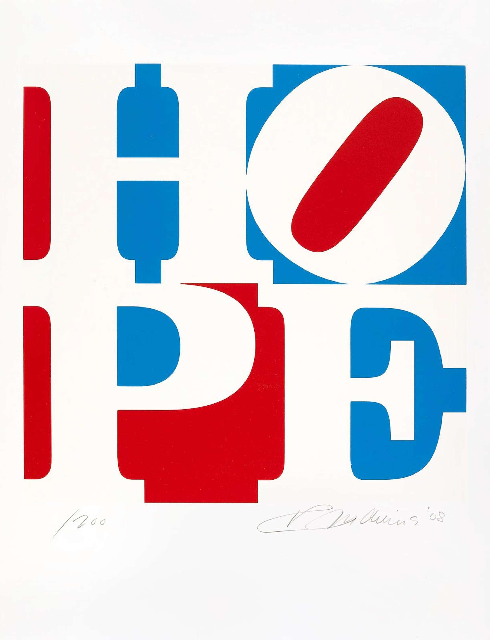 Hope (white, red and blue) - Signed Print by Robert Indiana 2008 - MyArtBroker