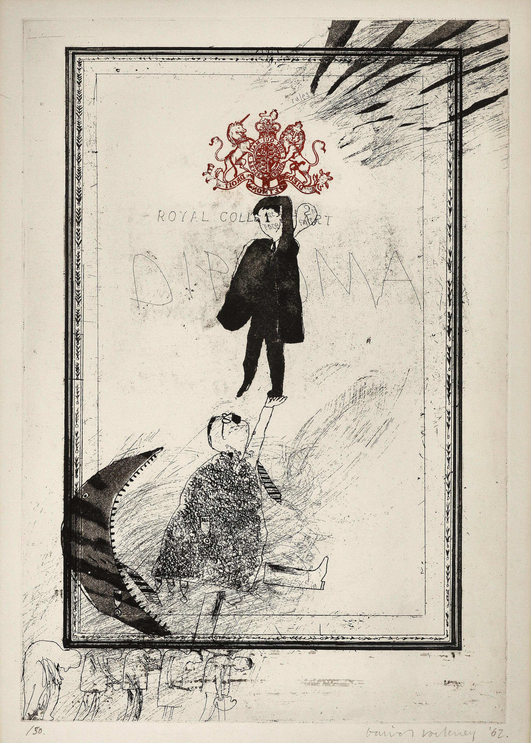 David Hockney Diploma (Signed Print) 1962 | For Sale
