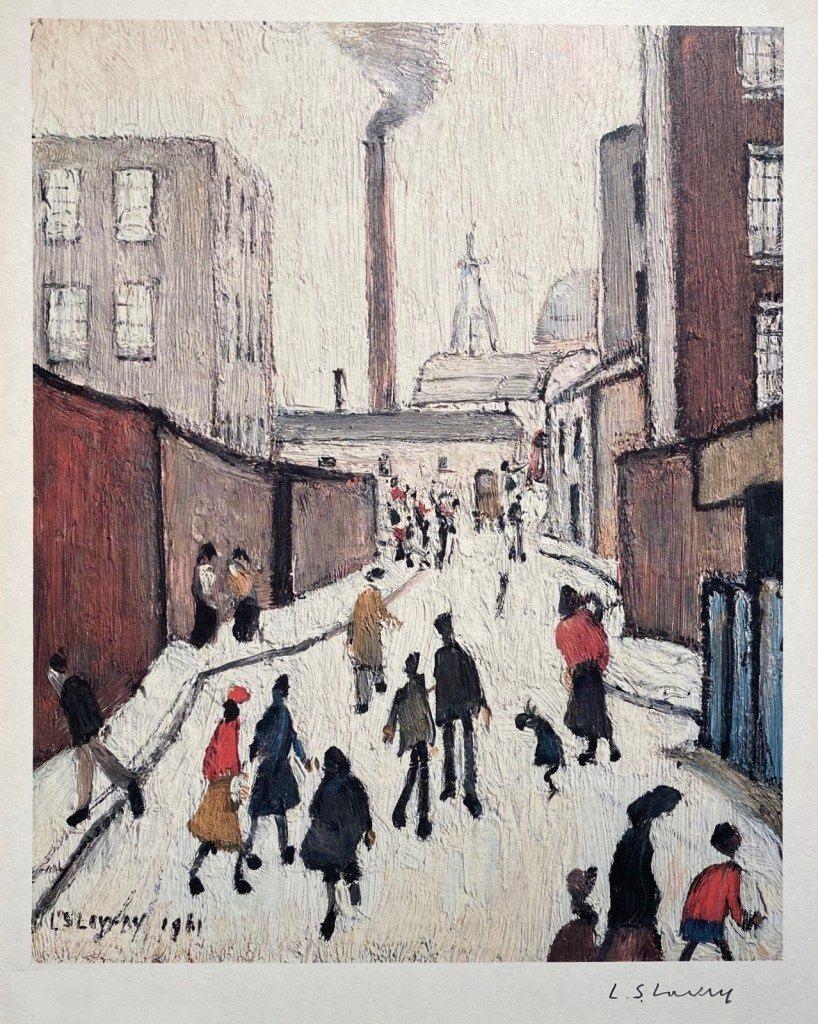 L S Lowry Street Scene (Signed Print) 1961