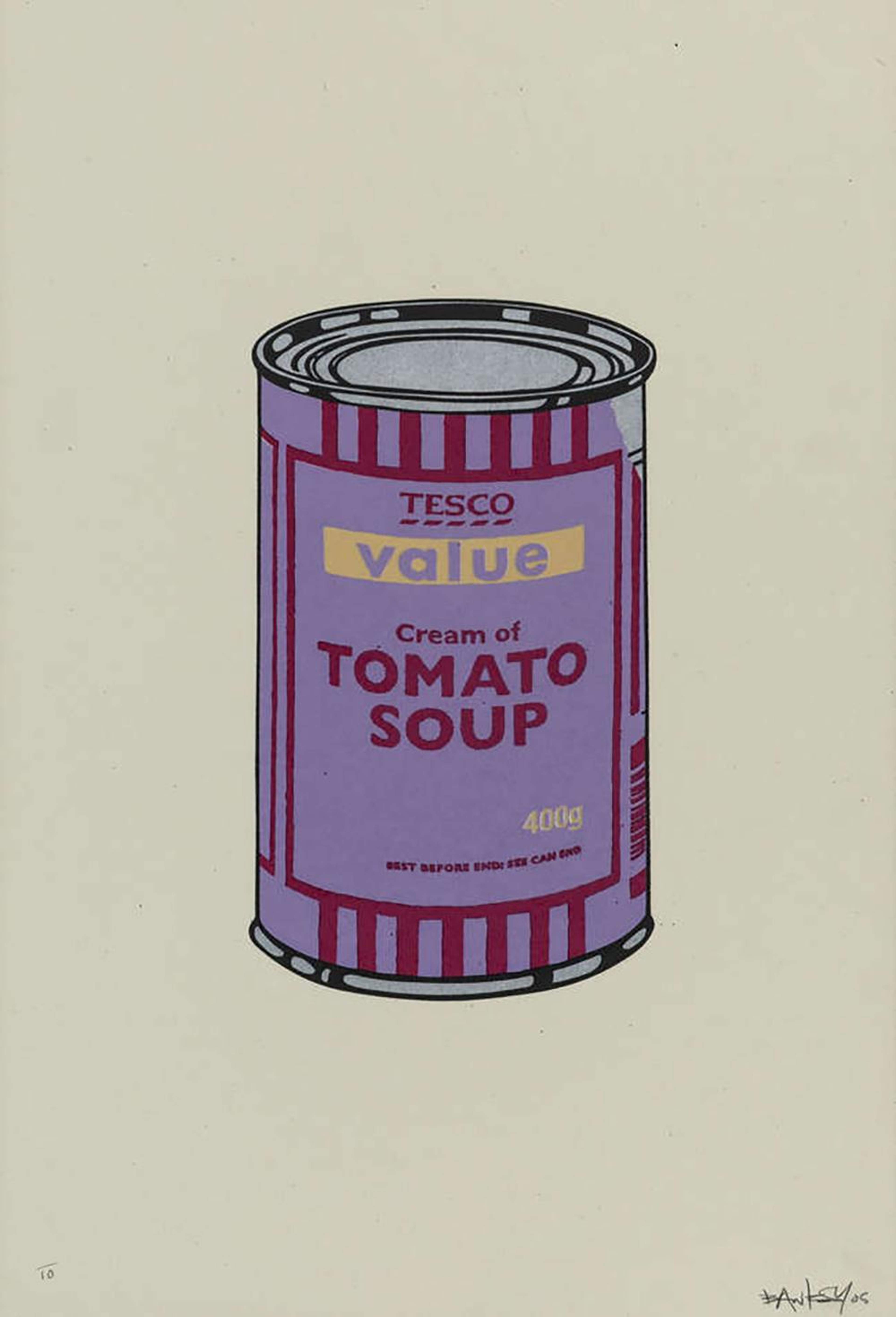 Soup Can (violet, cherry and beige) - Signed Print