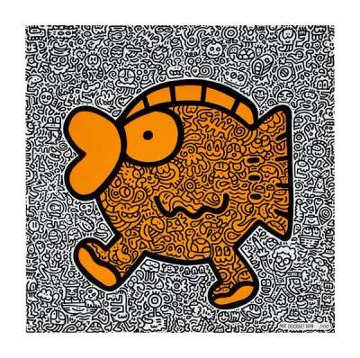 Orange Fish - Signed Print by Mr Doodle 2019 - MyArtBroker