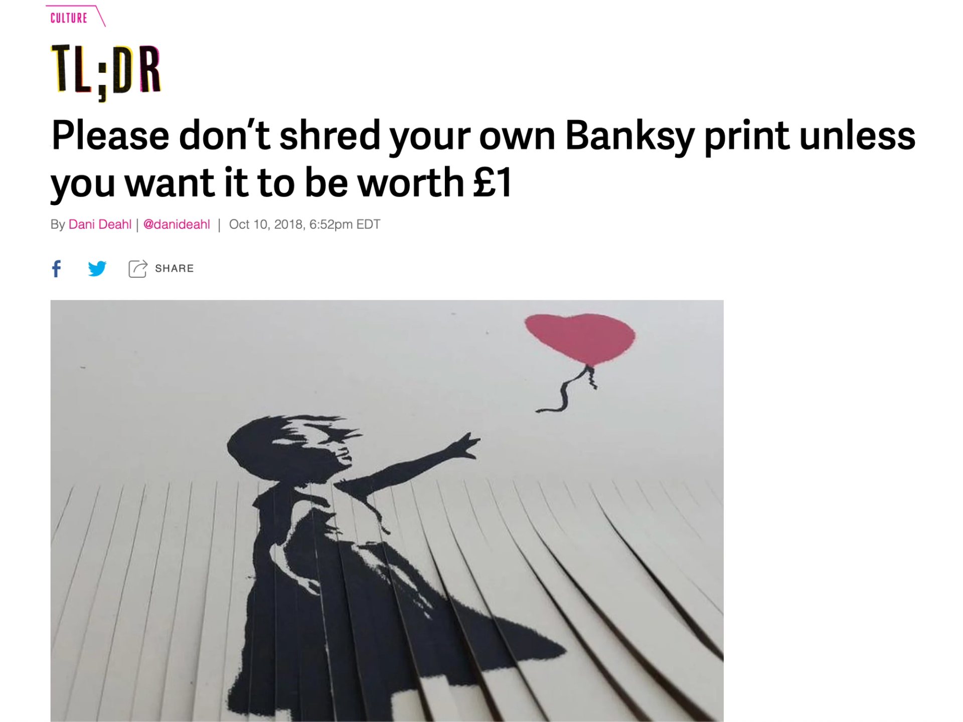 The Verge - Banksy Girl With Balloon - MyArtBroker