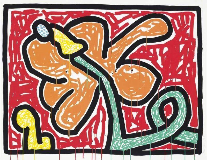 Keith Haring、No.155、希少画集画、新品額装付、状態良好 Keith Haring、No.155、希少画集画、新品額装付、状態良好