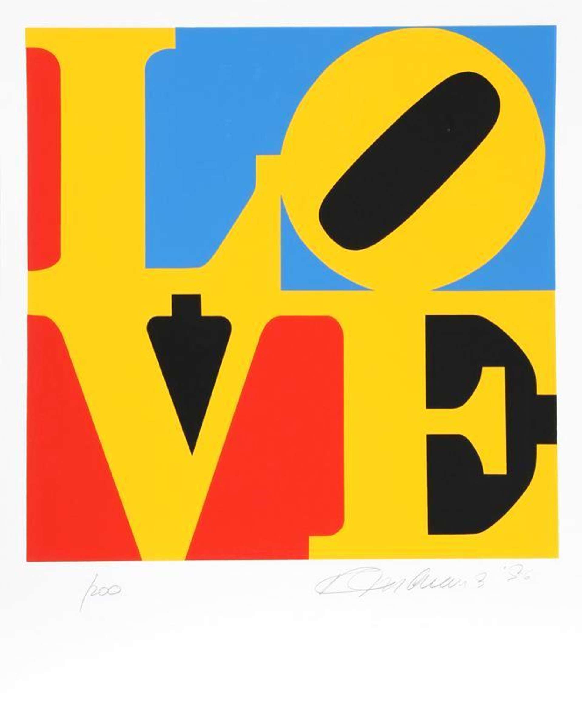 The Book Of Love (yellow, red and blue) - Signed Print by Robert Indiana 1996 - MyArtBroker