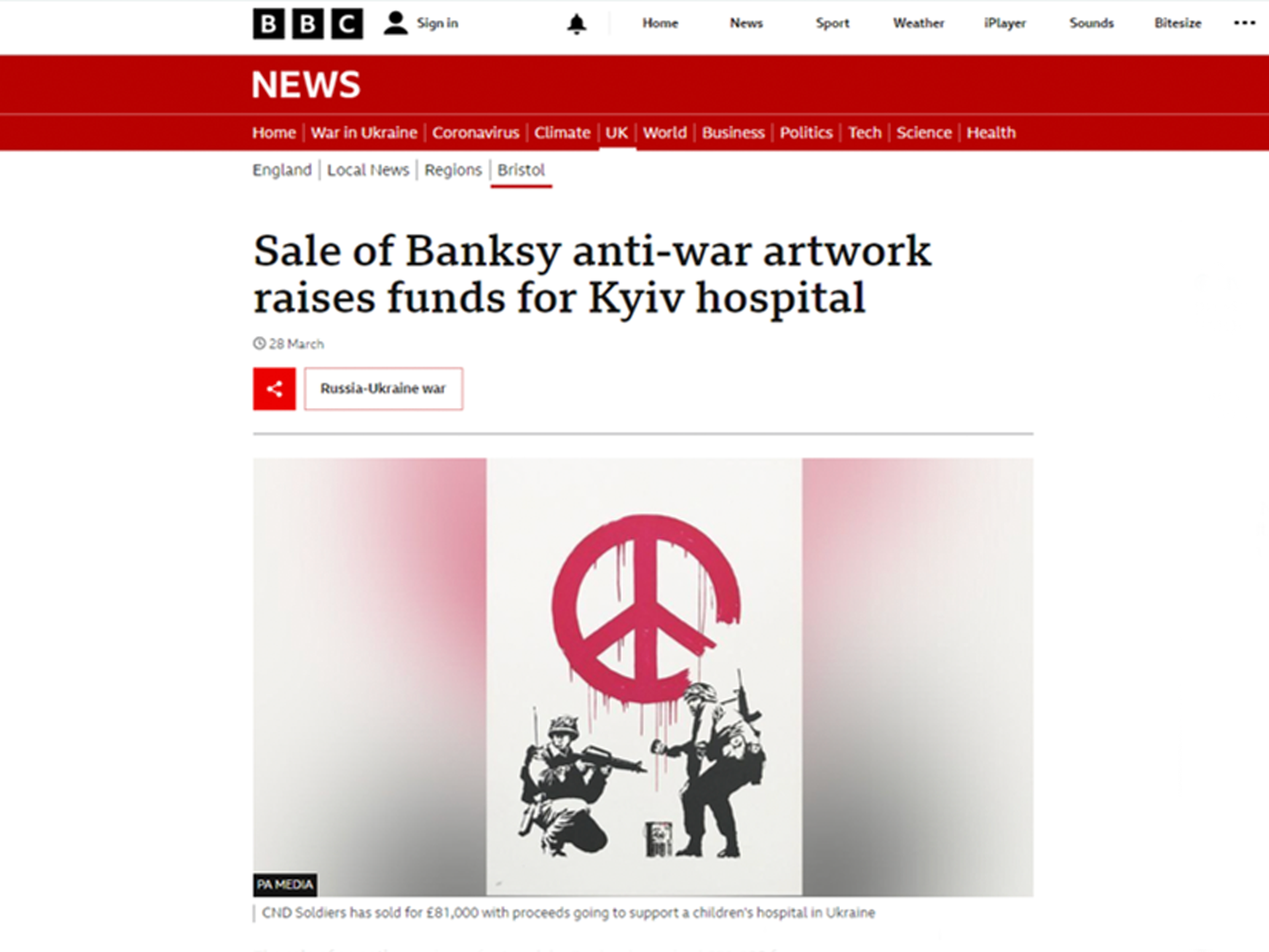 BBC - Banksy for Ukraine - MyArtBroker