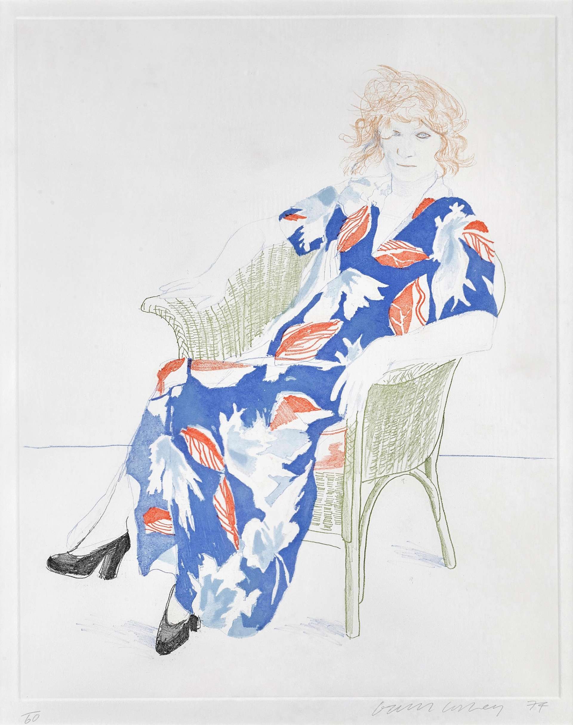Celia In A Wicker Chair - Signed Print by David Hockney 1974 - MyArtBroker