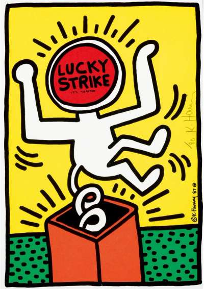 Lucky Strike (yellow) - Signed Print by Keith Haring 1987 - MyArtBroker