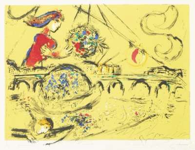 Marc Chagall: Ile Saint-Louis - Signed Print