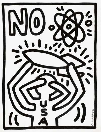 Anti-Missile Demo Poster - Signed Print by Keith Haring 1983 - MyArtBroker
