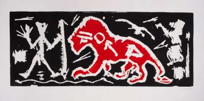 Ich In England (red) - Signed Print by A. R. Penck 1985 - MyArtBroker