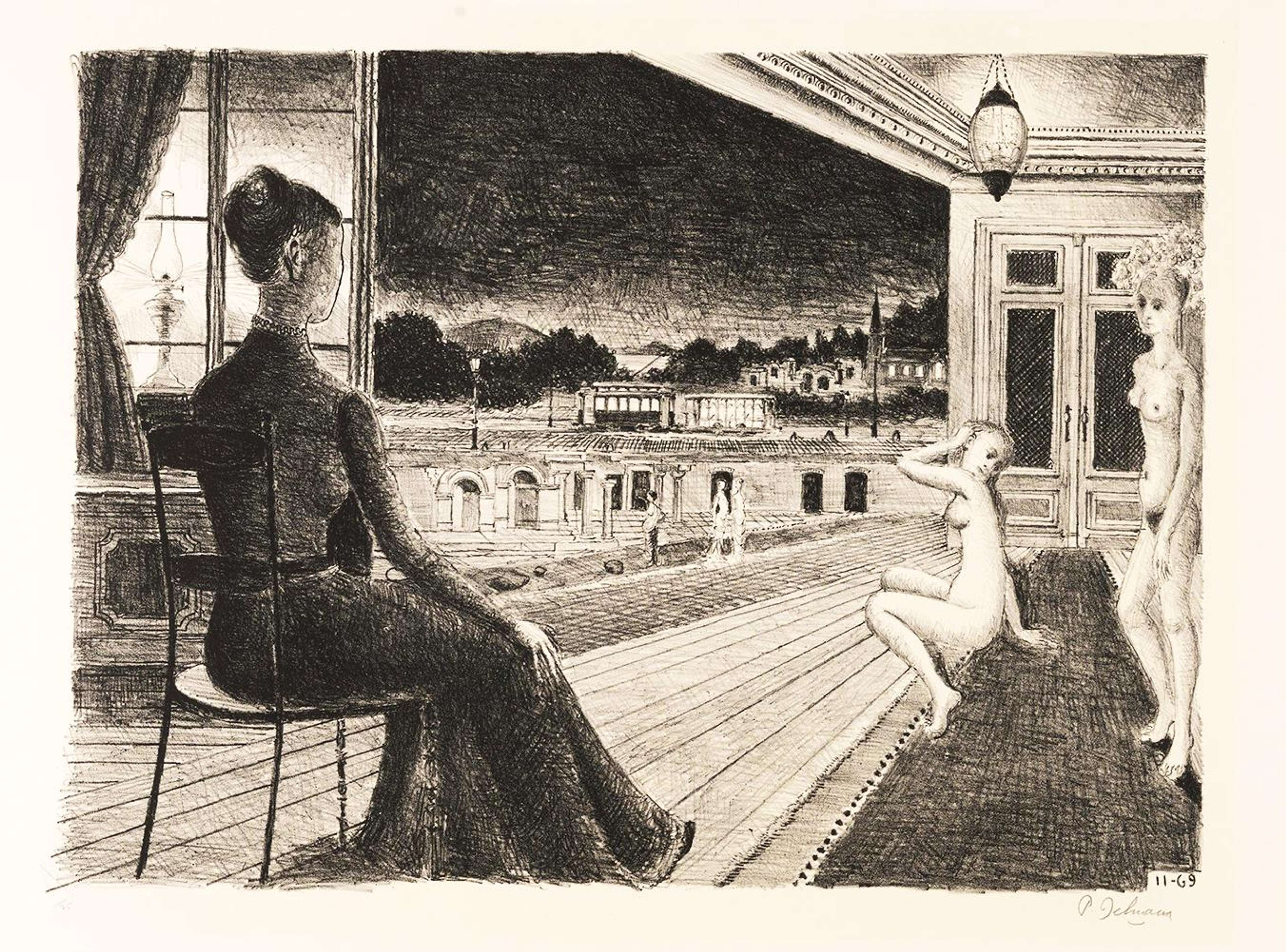 By The Town - Signed Print by Paul Delvaux 1969 - MyArtBroker