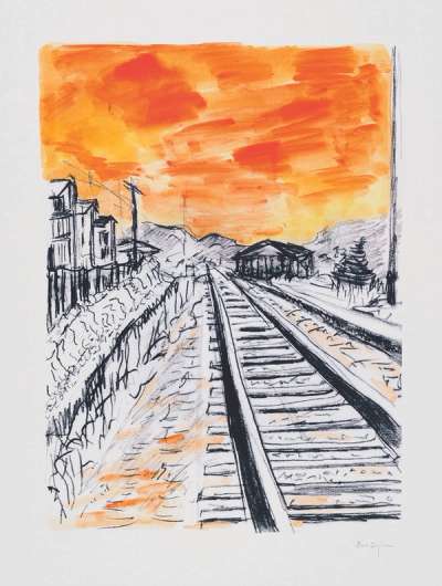 Train Tracks Orange (2020) - Signed Print by Bob Dylan 2020 - MyArtBroker