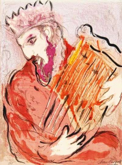 Marc Chagall: David Et Harpe - Signed Print