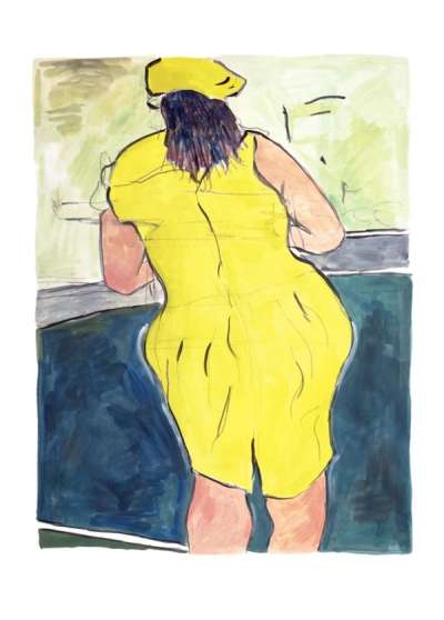 Woman In Red Lion Pub Yellow (2008) - Signed Print by Bob Dylan 2008 - MyArtBroker