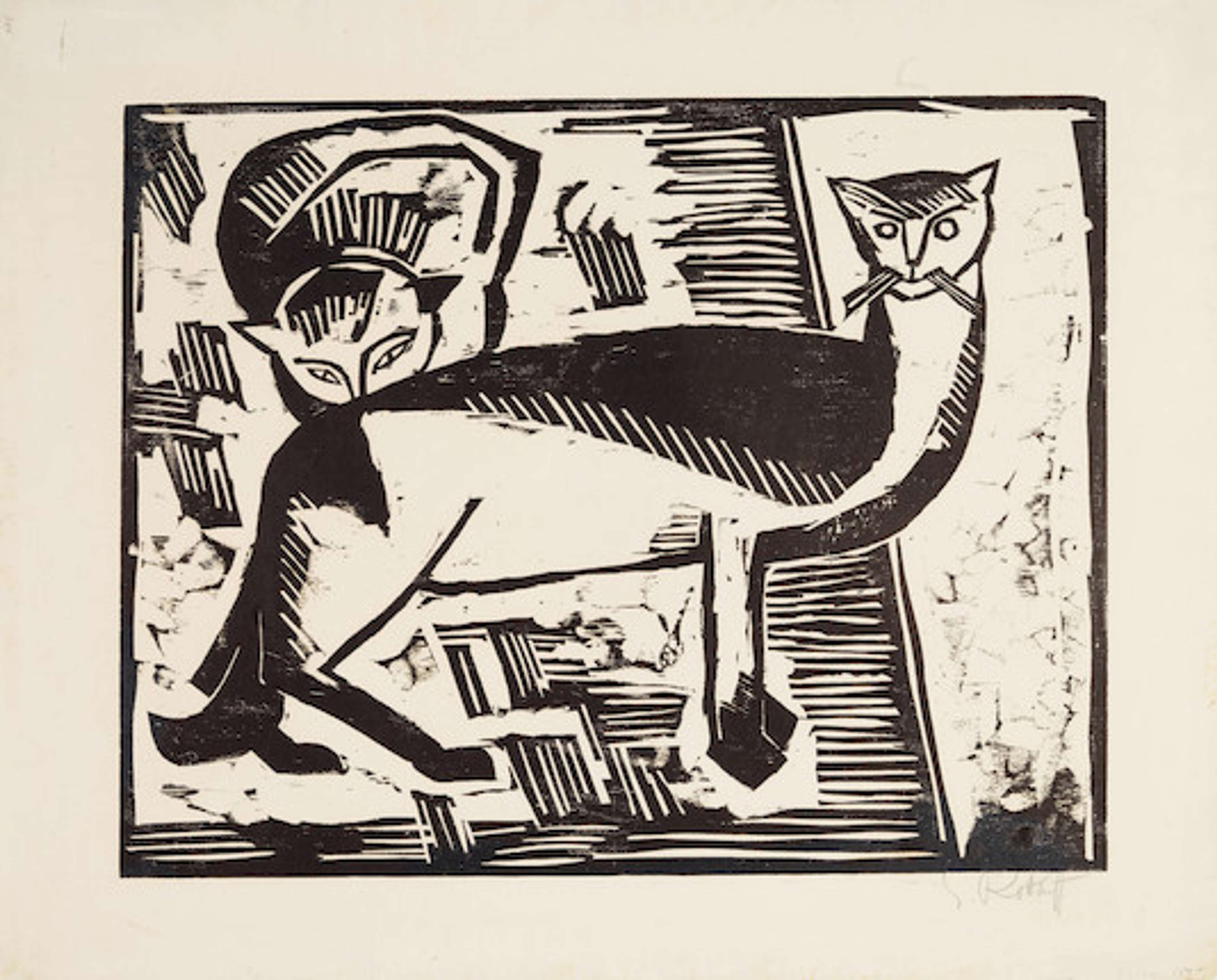 Katzen - Signed Print by Karl Schmidt-Rottluff 1915 - MyArtBroker