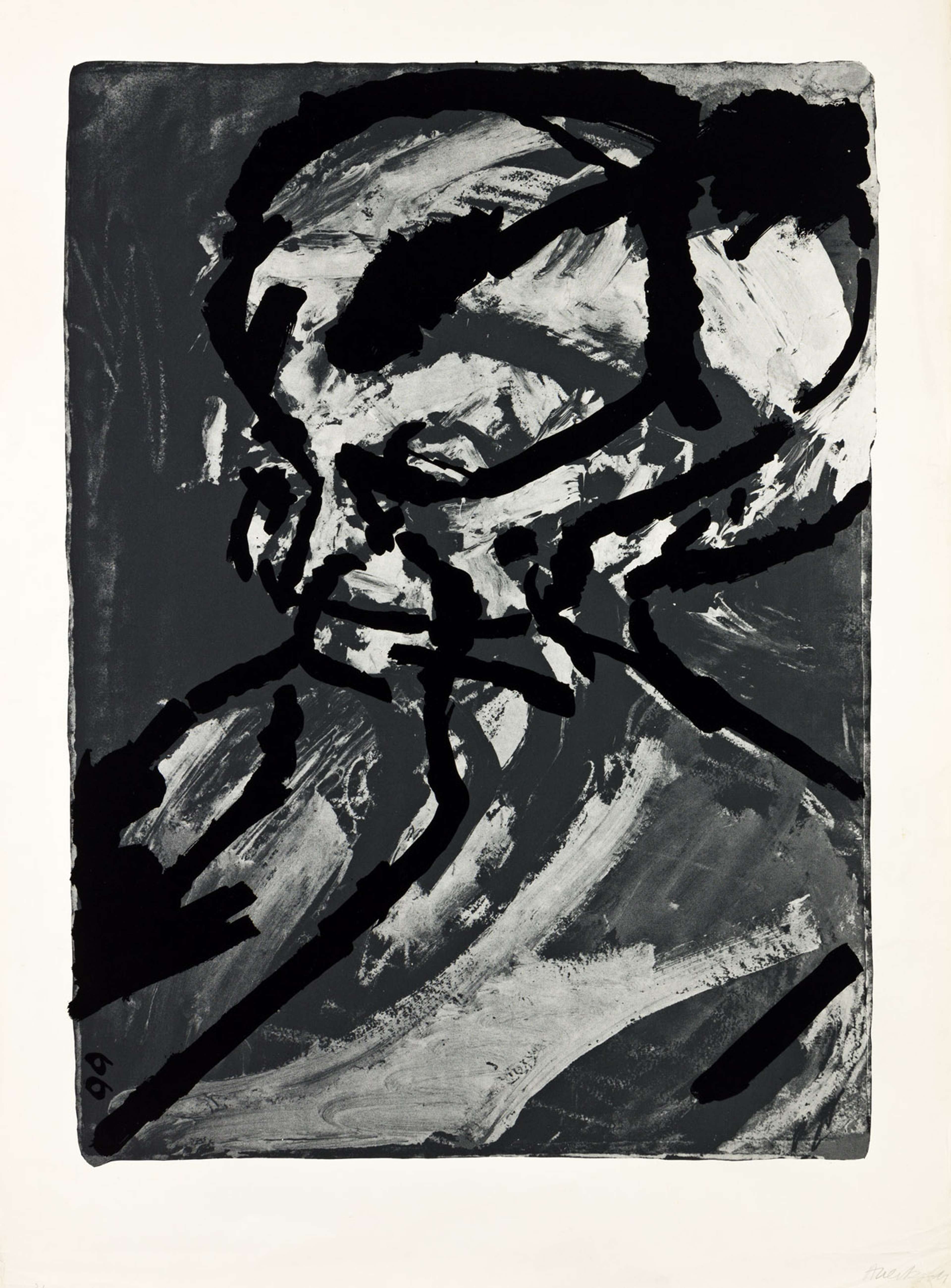 Head Of G. B. - Signed Print by Frank Auerbach 1966 - MyArtBroker