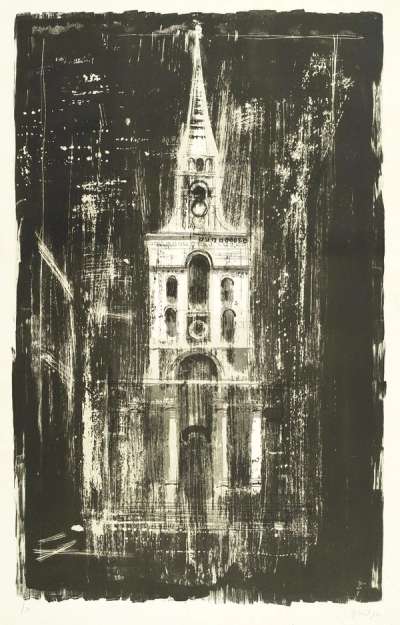 Christ Church, Spitalfields, London - Signed Print by John Piper 1964 - MyArtBroker
