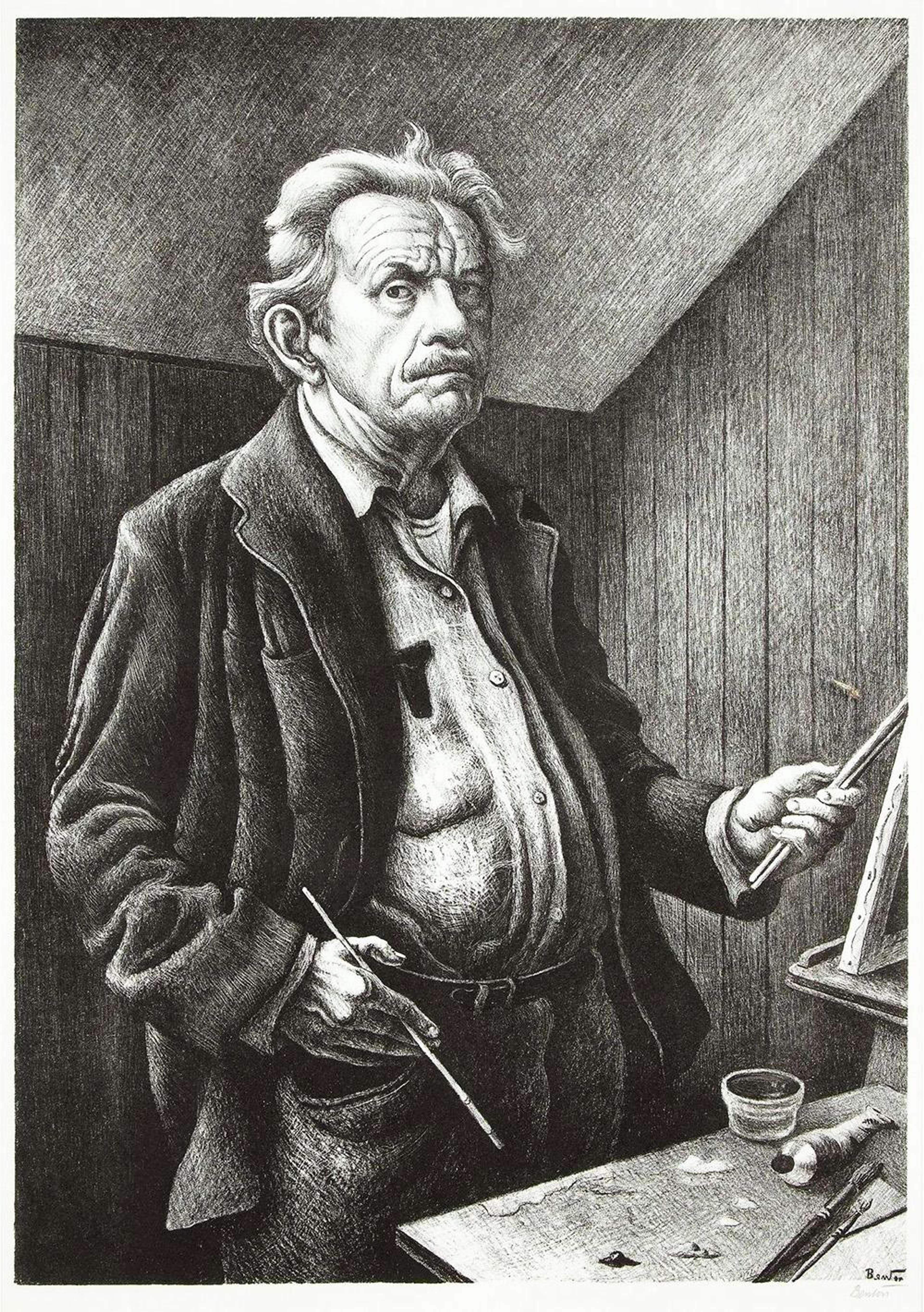 Self Portrait - Signed Print by Thomas Hart Benton 1972 - MyArtBroker