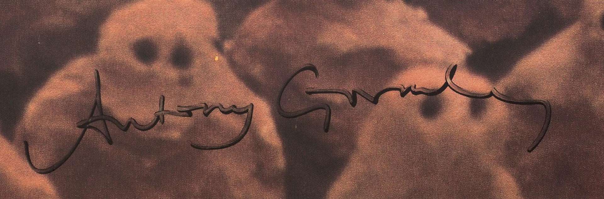 The signature of Antony Gormley, on a poster for one of his exhibitions in 1993.