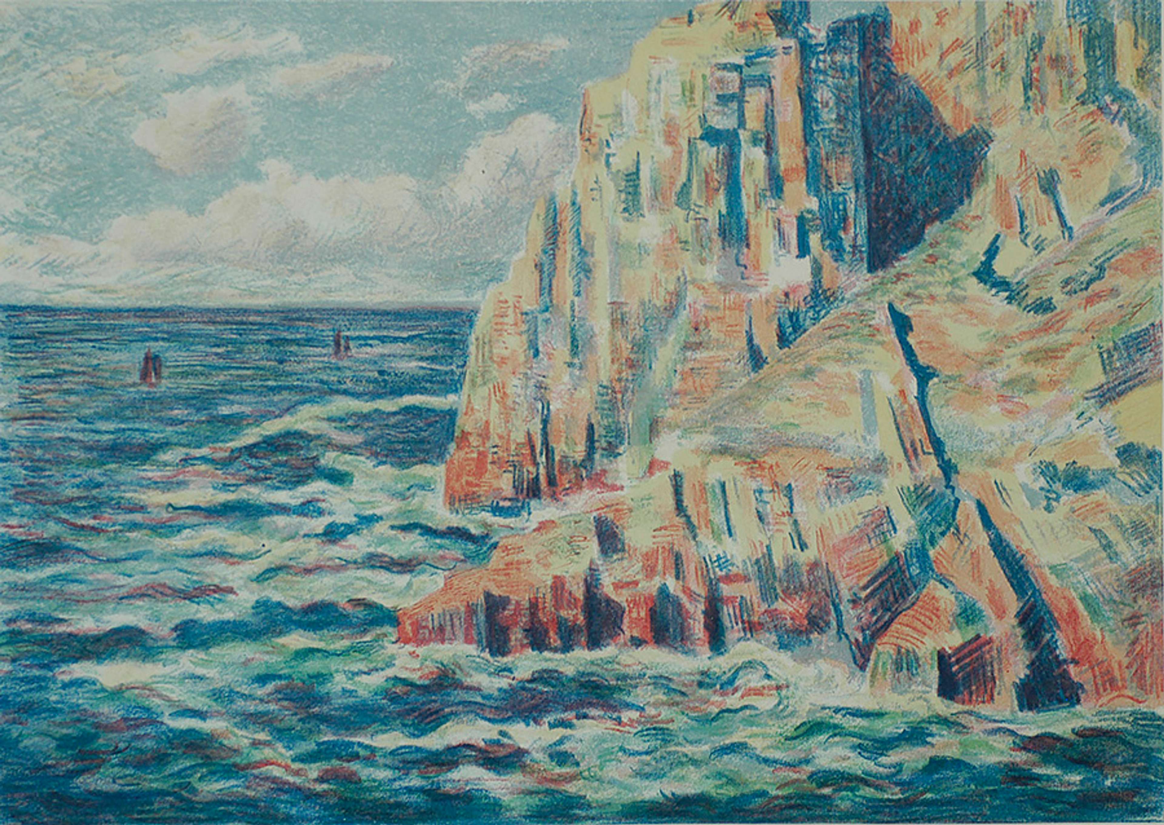 Les Rouchers Rouge Ou La Mer A Camaret - Signed Print by Maximilien Luce 1895 - MyArtBroker